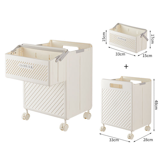 Foldable Laundry Basket with Wheels - Portable Rolling Hamper for Home Use,Storage laundry basket combination 33*28*48cm Cream Yellow