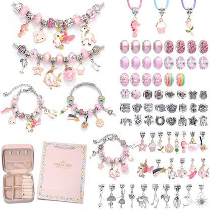 DIY Charm Bracelet Making Kit - Colorful Beads and Charms Set with Storage Box(76PCS)