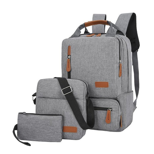 3-Piece  Gray Travel Backpack Set - Stylish Multi-Functional Backpack, Shoulder Bag & Pouch for Men & Women