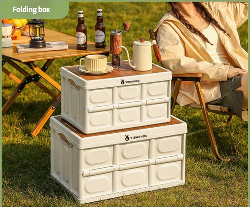 54 x 36 x 29 cm Collapsible White Outdoor Storage Box | Large Capacity, Foldable to 7 cm, Durable Design