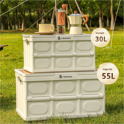 54*36*29 cm Collapsible Green Outdoor Storage Box | Large Capacity, Foldable to 7cm, Durable Design