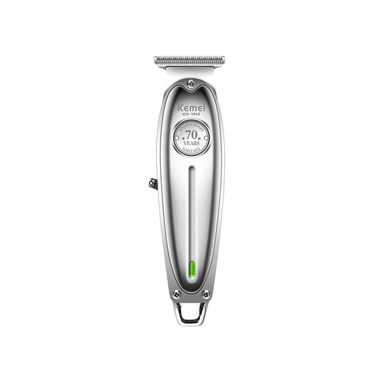 Silver KM-1949 Professional Hair Clipper - Electric Hair Trimmer for Styling & Carving with Precision Blades