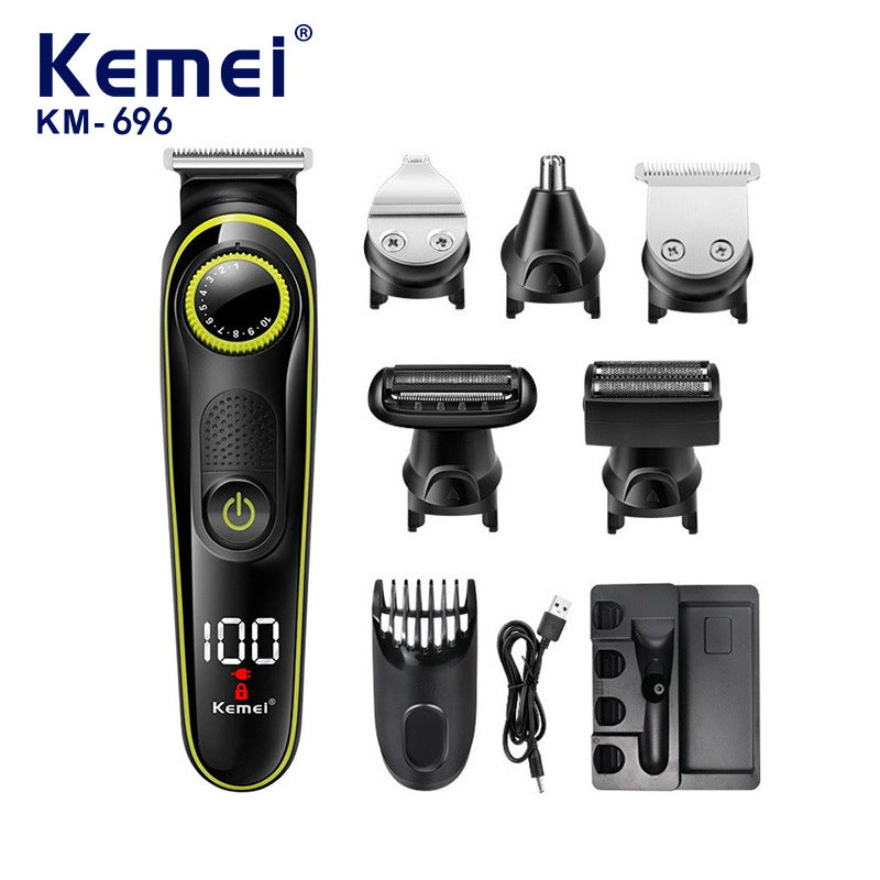 KM-696 5-in-1 Multifunctional Hair Clipper - Electric Hair Trimmer, Shaver & Nose Hair Trimmer Set