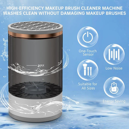 Transparent USB-Powered Automatic Makeup Brush Cleaner - Fast, Hygienic, and Easy-to-Use Brush Cleaning Machine