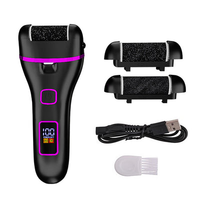 017 Black Electric Foot Callus Remover - Rechargeable Waterproof Pedicure Tool with Automatic Dead Skin Removal