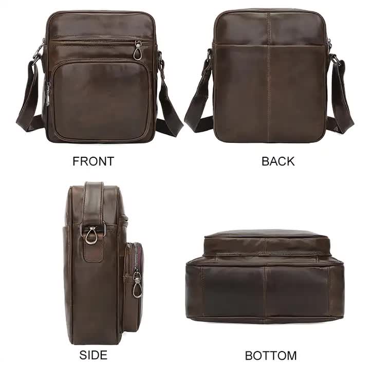 Brown Men's Genuine Leather Casual Shoulder Bag, Minimalist Crossbody Bag for Everyday Use