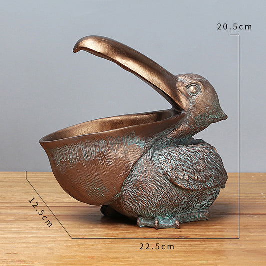 Brown Pelican Resin Decor Bowl – Unique Key, Candy, and Storage Organizer for Home Decoration