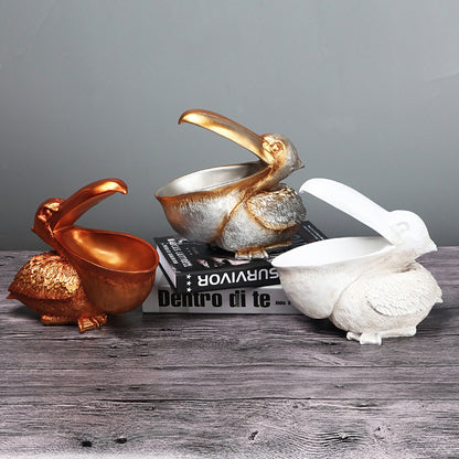 Brown Pelican Resin Decor Bowl – Unique Key, Candy, and Storage Organizer for Home Decoration