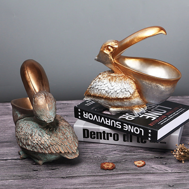 Brown Pelican Resin Decor Bowl – Unique Key, Candy, and Storage Organizer for Home Decoration