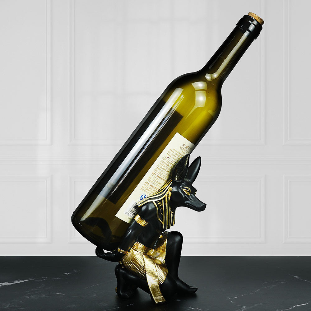 Egyptian Anubis Dog Wine Rack – Unique Resin Wine Holder for Home Decor