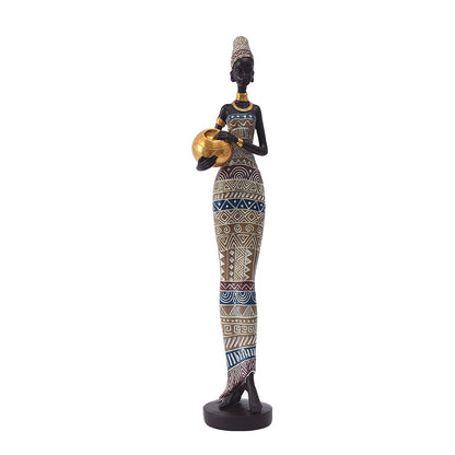 Exotic African Woman Figurine – Elegant Resin Sculptures for Home Decor