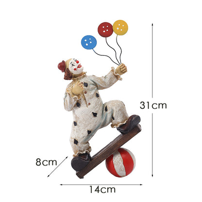 Vintage Circus Clown Figurines - Retro Balloon and Bicycle Ornaments