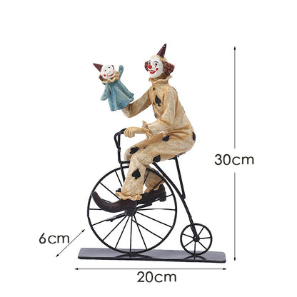 Vintage Circus Clown Figurines - Retro Balloon and Bicycle Ornaments