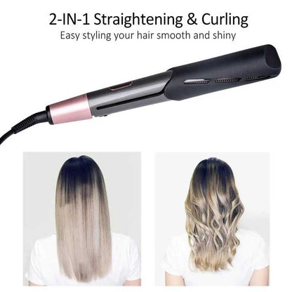 2-in-1 Hair Straightener and Curler – Ceramic Ionic Hair Styling Tool for Smooth and Wavy Hair