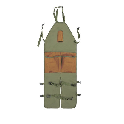 Brown Pocket Heavy-Duty Gardening Apron with Adjustable Straps and Multi-Pocket Design