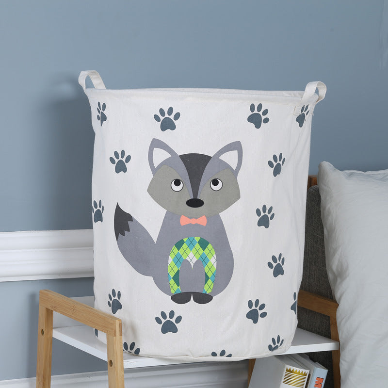 Fox Canvas Laundry Storage Basket with Adorable Animal Designs