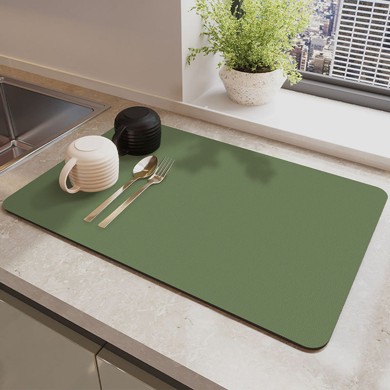 Green Waterproof Quick-Dry Kitchen Mat - Non-Slip Rubber Base, Absorbent Technology Fabric, 4mm Thick