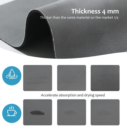 Dark Grey Waterproof Quick-Dry Kitchen Mat - Non-Slip Rubber Base, Absorbent Technology Fabric, 4mm Thick