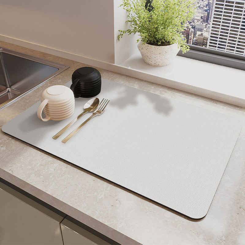 Silver Waterproof Quick-Dry Kitchen Mat - Non-Slip Rubber Base, Absorbent Technology Fabric, 4mm Thick