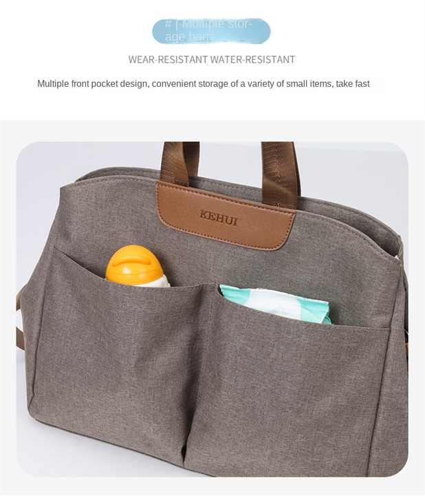 Grey Multi-functional Baby Diaper Bag with Changing Mat - Travel & Stroller-Friendly Design