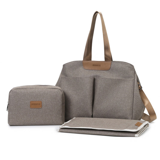 Dark Grey Multi-functional Baby Diaper Bag with Changing Mat - Travel & Stroller-Friendly Design