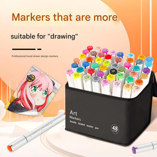 Dual-Tip Alcohol Marker Pen with High-Capacity Ink for Professional Drawing and Coloring