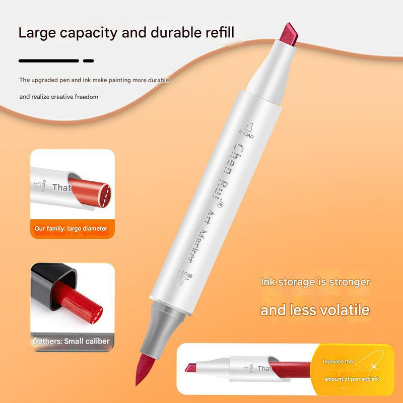 Dual-Tip Alcohol Marker Pen with High-Capacity Ink for Professional Drawing and Coloring