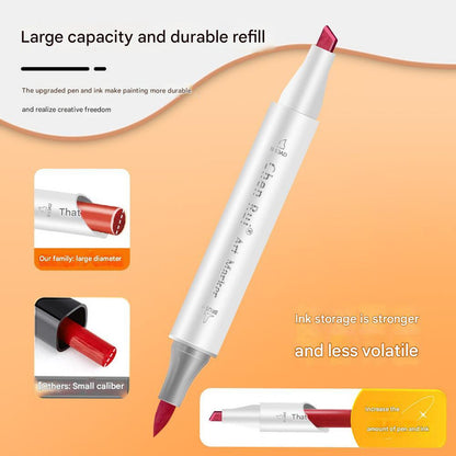 Dual-Tip Alcohol Marker Pen with High-Capacity Ink for Professional Drawing and Coloring