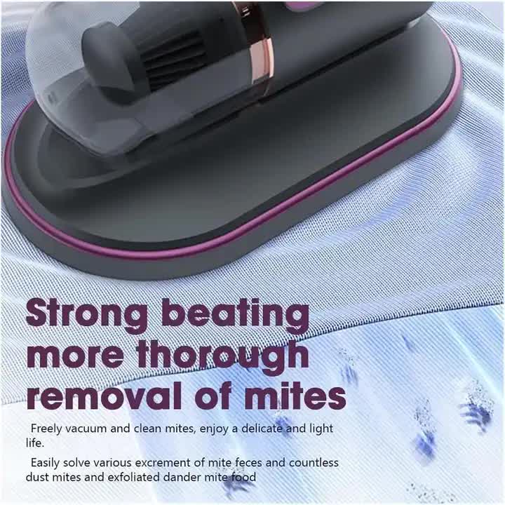 Purple Portable UV Mattress Cleaner, Handheld Wireless Dust Mite Vacuum, Home UV Sterilizer for Bed, Fabric & Upholstery