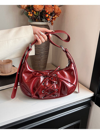 Red Elegant Bowknot Design Shoulder Bag - Chic Underarm Dumpling Bag for Trendy Looks