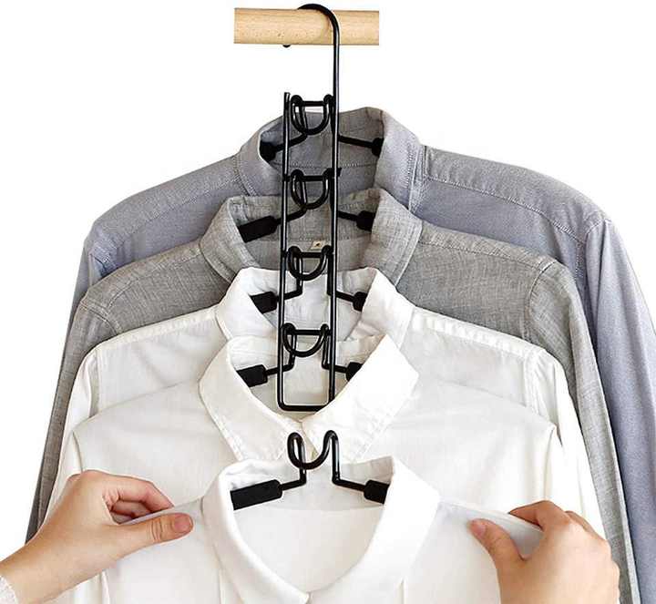 2 PCS Grey Children's Multi-Layer Foam Hanger, Detachable Non-Slip Clothes Rack, Space-Saving Wardrobe Organizer