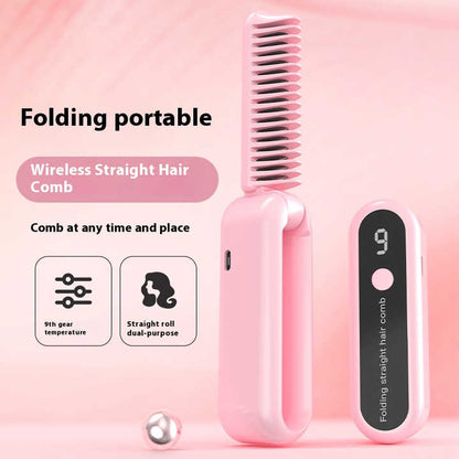 Purple Portable foldable cordless hair straightener with ionic technology, compact travel design, and quick and easy USB charging