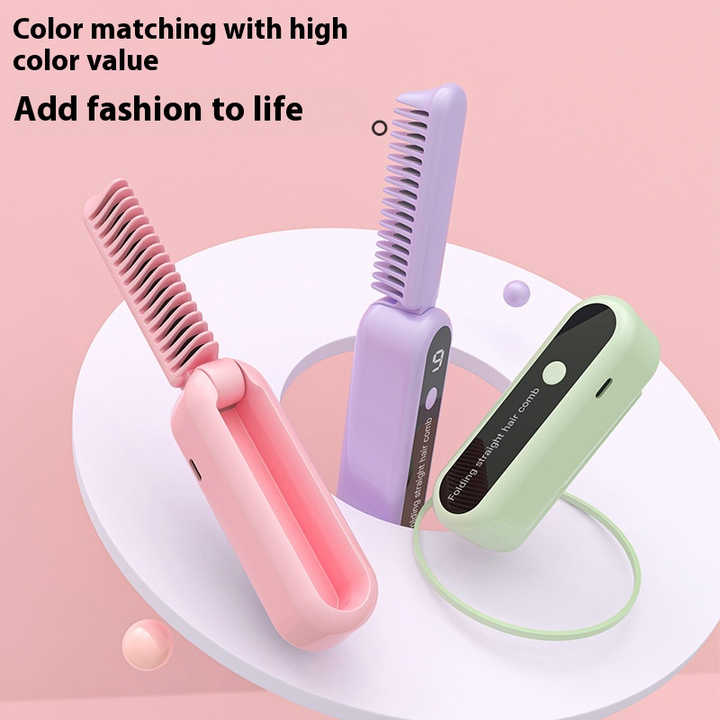 Purple Portable foldable cordless hair straightener with ionic technology, compact travel design, and quick and easy USB charging