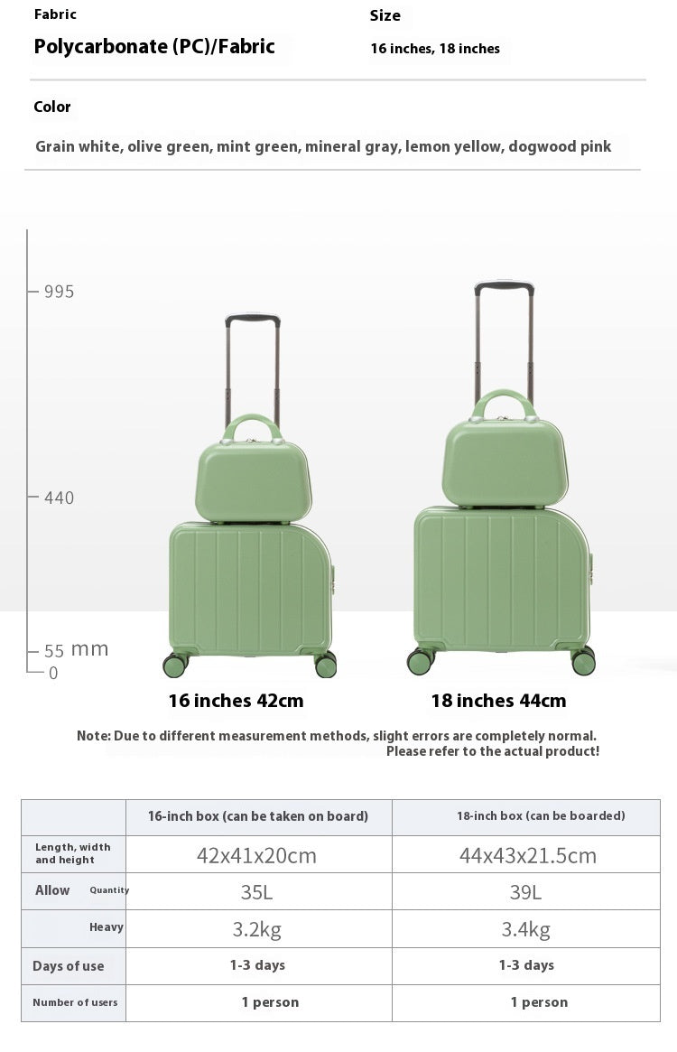 Olive Green 18-Inch Lightweight Carry-On Luggage - Waterproof & Anti-Theft Suitcase with Silent Universal Wheels