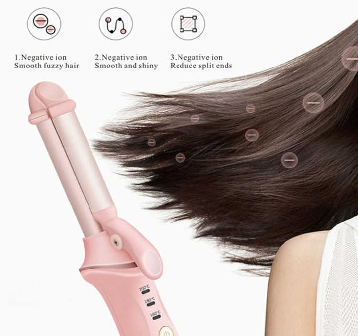 Red Mini Cordless Hair Curler with Adjustable Heat Settings and USB Charging