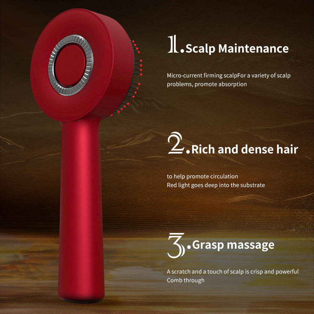 WN-02 Gray Multi-Function Red Light Massage Comb with 3 Modes and Rechargeable Battery