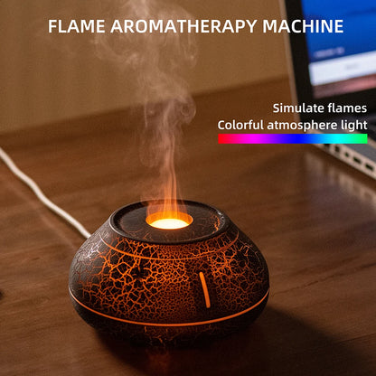 Flame Mountain Aroma Diffuser - 7-Color LED Light, 130ml Capacity, Ultrasonic Mist Maker for Home or Office, White