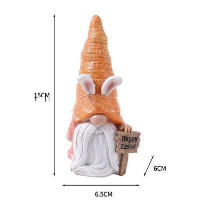 Easter Egg Easter Bunny Gnome Figurines - Handmade Carrot Hat Decorations for Easter Home Decor