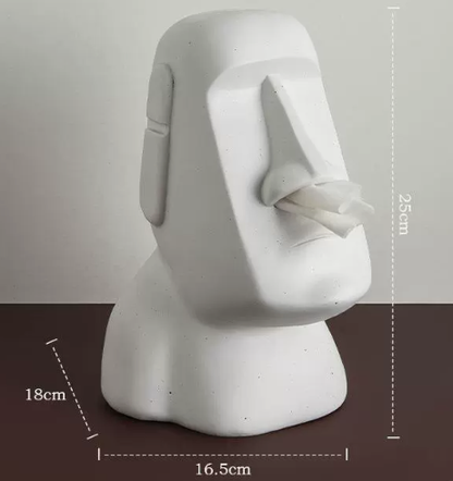 White Creative Moai Tissue Holder - Fun and Unique Decorative Dispenser