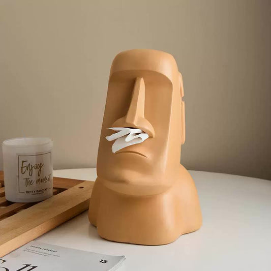 Orange Creative Moai Tissue Holder - Fun and Unique Decorative Dispenser