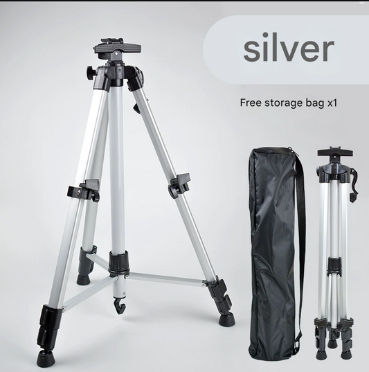 Silver Lightweight Adjustable Aluminum Camera Tripod with Carry Bag - Professional Photography Stand