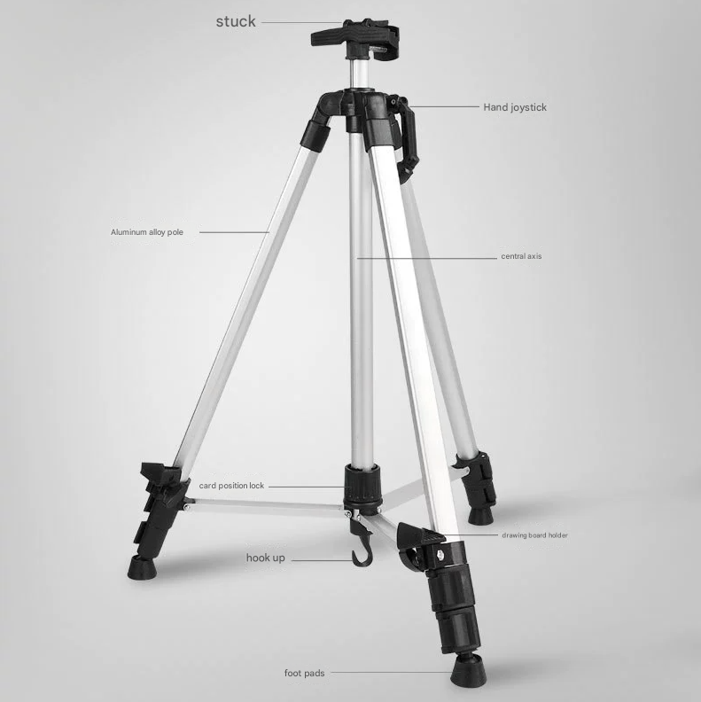 Silver Lightweight Adjustable Aluminum Camera Tripod with Carry Bag - Professional Photography Stand