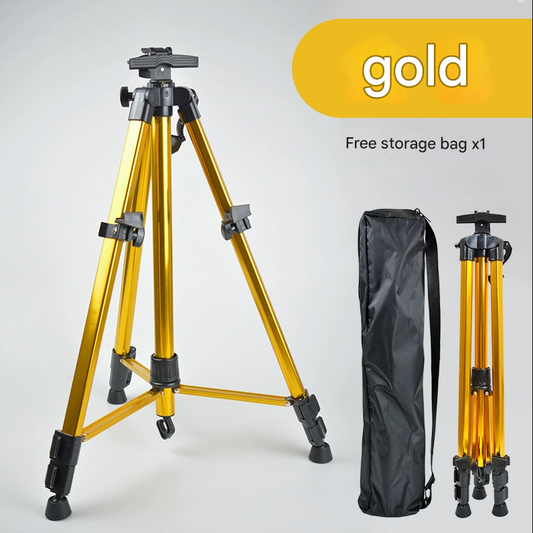 Gold Lightweight Adjustable Aluminum Camera Tripod with Carry Bag - Professional Photography Stand