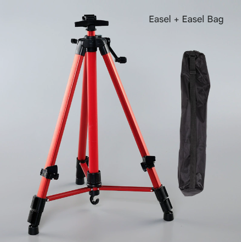 Red Lightweight Adjustable Aluminum Camera Tripod with Carry Bag - Professional Photography Stand