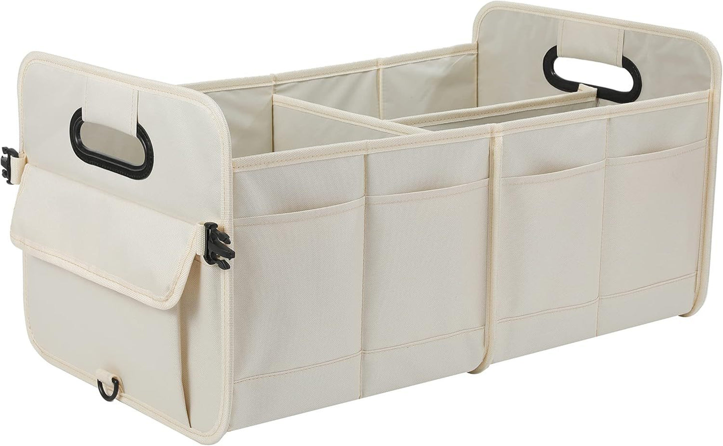 White Large Car Storage Organizer with Handles, 24x17.6x12.2 in, Collapsible