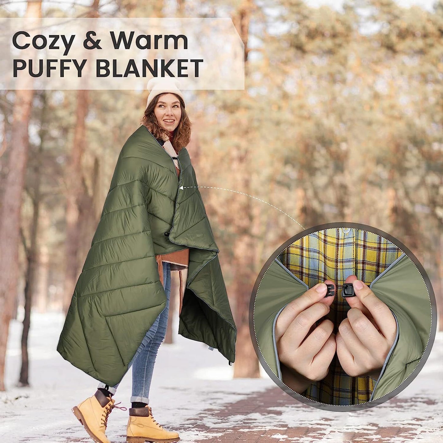 Grey Compact Lightweight Quilted Blanket - Soft, Warm, and Portable for Outdoor Adventures