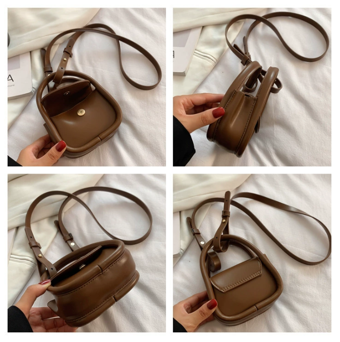 Brown Compact Crossbody Leather Handbag - Chic and Stylish for Everyday Use