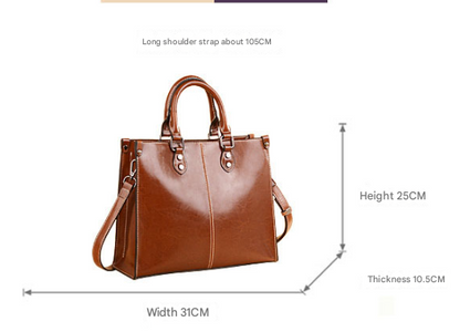 Brown Elegant Leather Handbag - Stylish Brown Tote with Adjustable Strap, Spacious and Durable