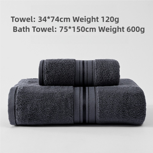 Dark Grey Luxury Cotton Towel Set(Towel + Bath Towel) - Quick Dry, Extra Thick & Absorbent, Perfect for Bath & Beach