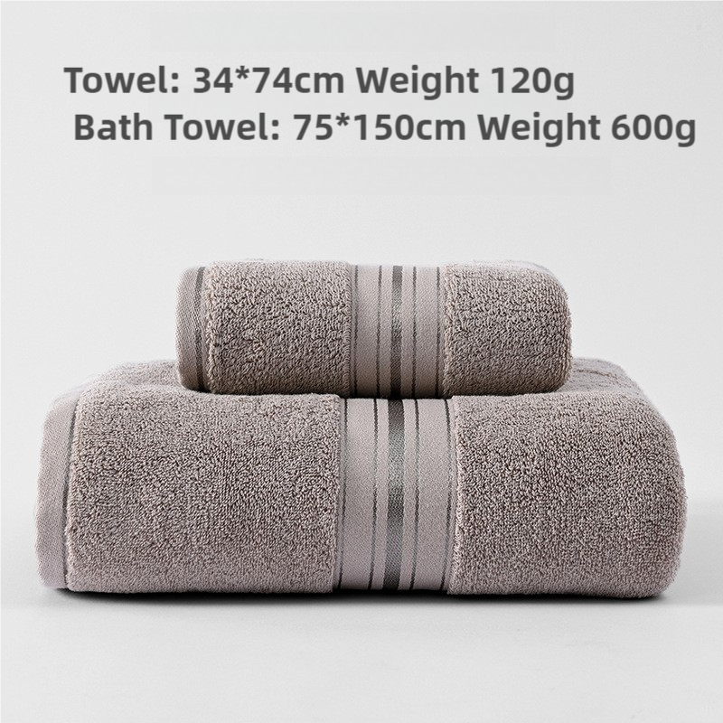 Light Brown Cotton Towel Set(Towel + Bath Towel) - Quick Dry, Extra Thick & Absorbent, Perfect for Bath & Beach